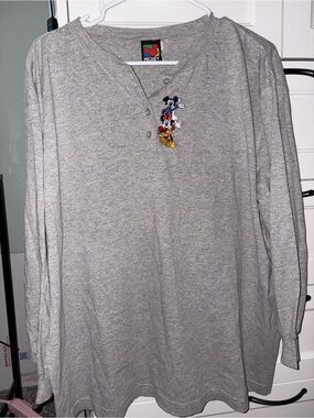 Vintage Disney Mickey Long-Sleeve Henley Shirt XL
